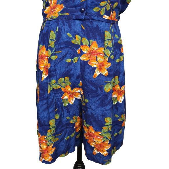 Vintage I.C.I Womens Floral Romper Medium Costal Hawaiian Boho Preppy Layered - Picture 9 of 12